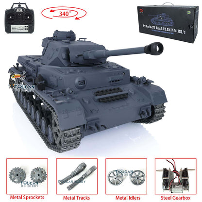 Henglong 1/16 TK7.0 Upgraded German Panzer IV F2 RTR RC Tank 3859 w/ Metal Tracks Idler Sprocket Wheels Smoking Gearbox Sound Effect