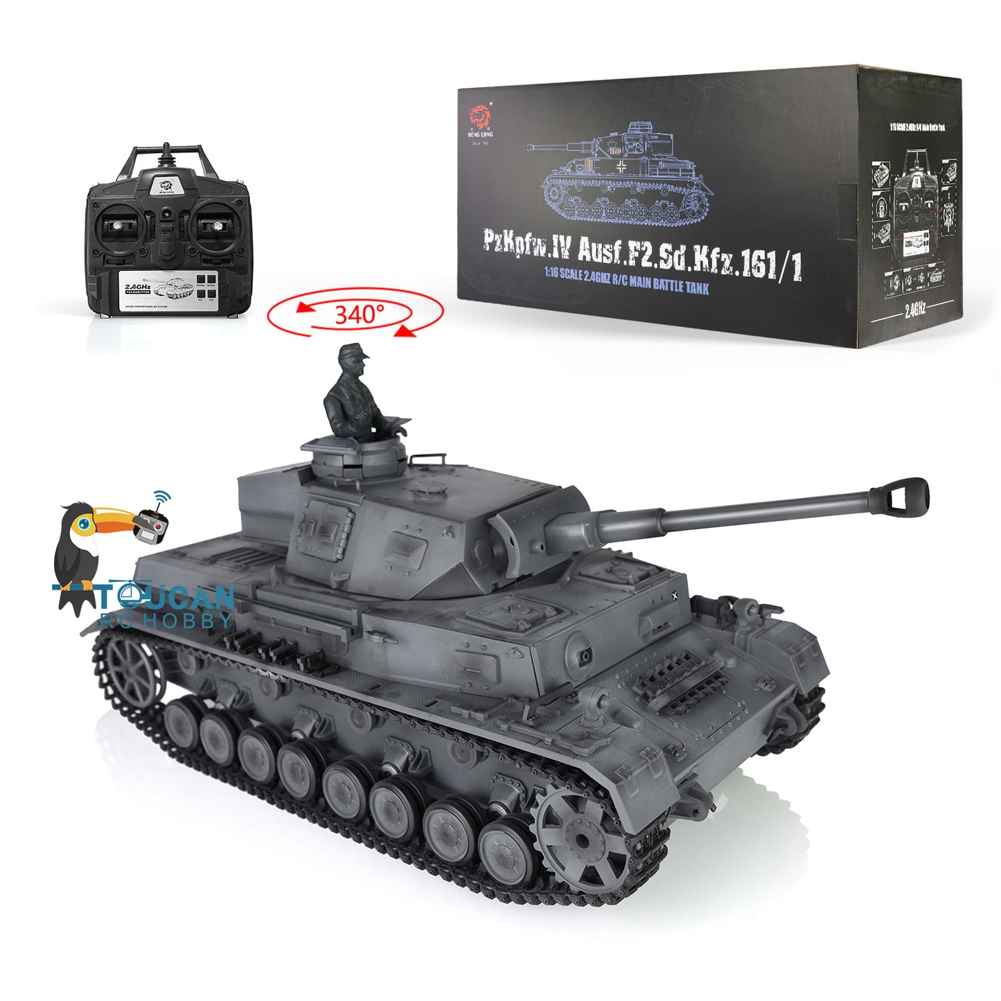 2.4G Henglong 1/16 RC Tank Model 3859 Plastic German Panzer IV F2 RTR 7.0 Tank Model w/ Smoking Gearbox BB Shooting Road Wheels Tracks