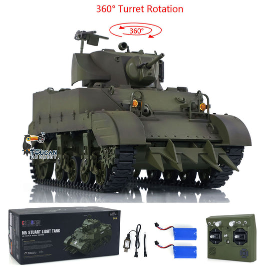 USA M5A1 Stuart VI 1/16 RC Tank Remote Control RTR Light Tank Smoking Radio 2 Battery Barrel Recoil 360¡ã Military Vehicle Model