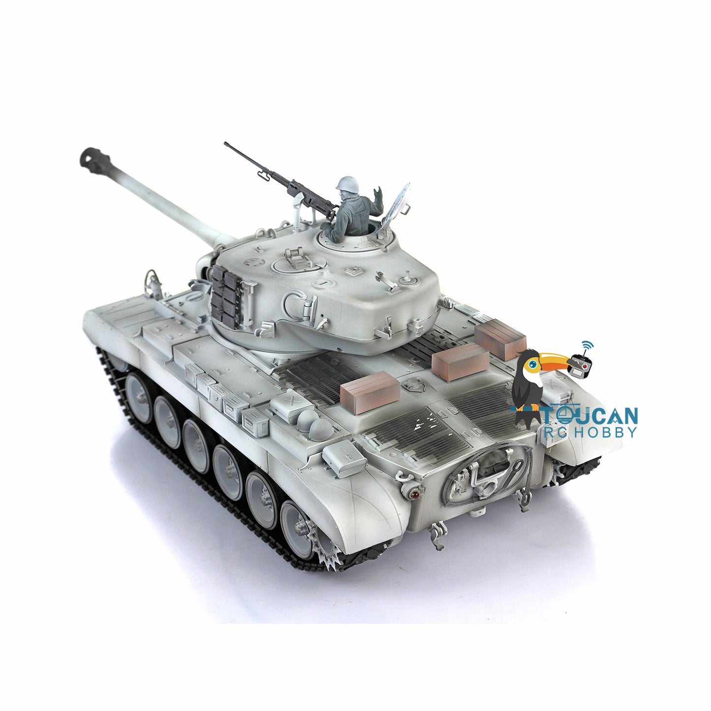 Henglong 1/16 TK7.0 M26 Pershing RC Tank Model 3838 w/ 360 Degrees Rotating Turret Metal Road Wheels Tracks w/ Double Rubber Pad