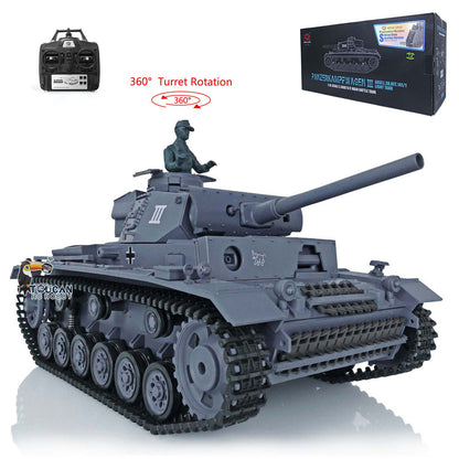 Henglong 1/16 Radio Control Tank Plastic Panzer III L TK7.0 Tank 3848 RC Tank w/ 360 Degrees Rotating Turret Gearbox Engine Sound