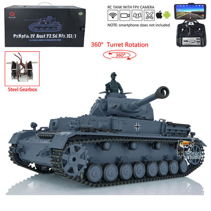 Henglong 1/16 TK7.0 Radio Control Tank Model 3859 RC Plastic German Panzer IV F2 w/ 360 Degrees Rotating Turret FPV Engine Sound