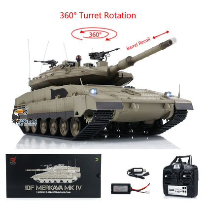 Heng Long 1:16 Military RC Battle Tank IDF Merkava MK IV 3958 With Turret 360 Rotating Barrel Recoil BB Shooting Bullets Model