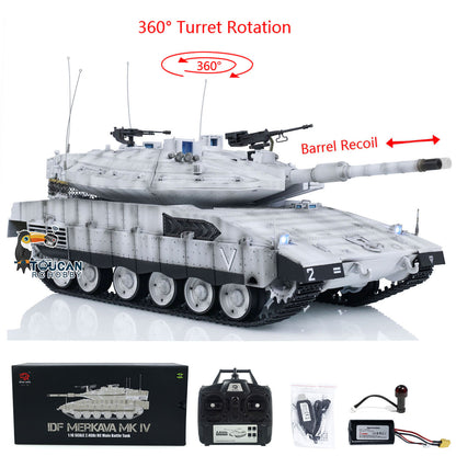 Heng Long 1:16 Military RC Battle Tank IDF Merkava MK IV 3958 With Turret 360 Rotating Barrel Recoil BB Shooting Bullets Model