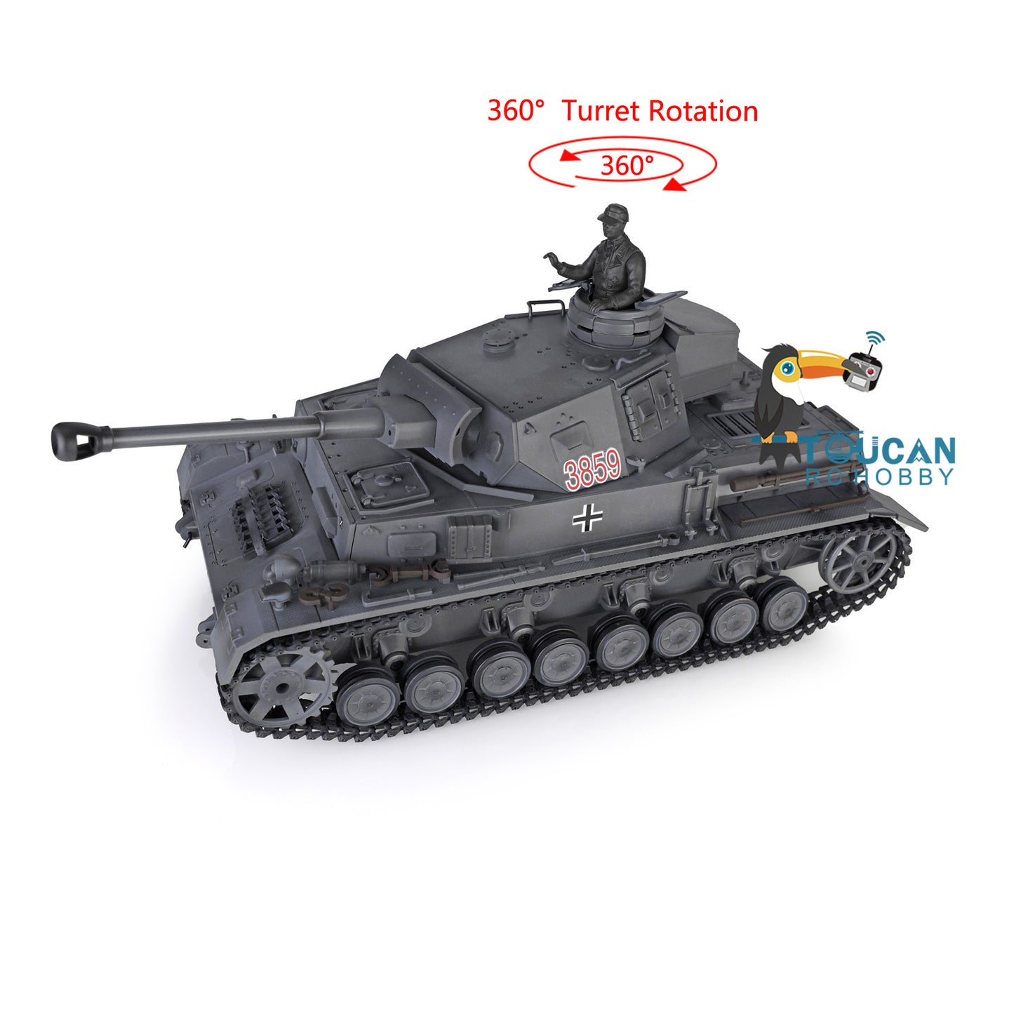 Henglong 1/16 TK7.0 Radio Control Tank Model 3859 RC Plastic German Panzer IV F2 w/ 360 Degrees Rotating Turret Infrared Battle System