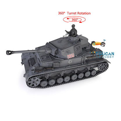 Henglong 1/16 TK7.0 Radio Control Tank Model 3859 RC Plastic German Panzer IV F2 w/ 360 Degrees Rotating Turret Infrared Battle System