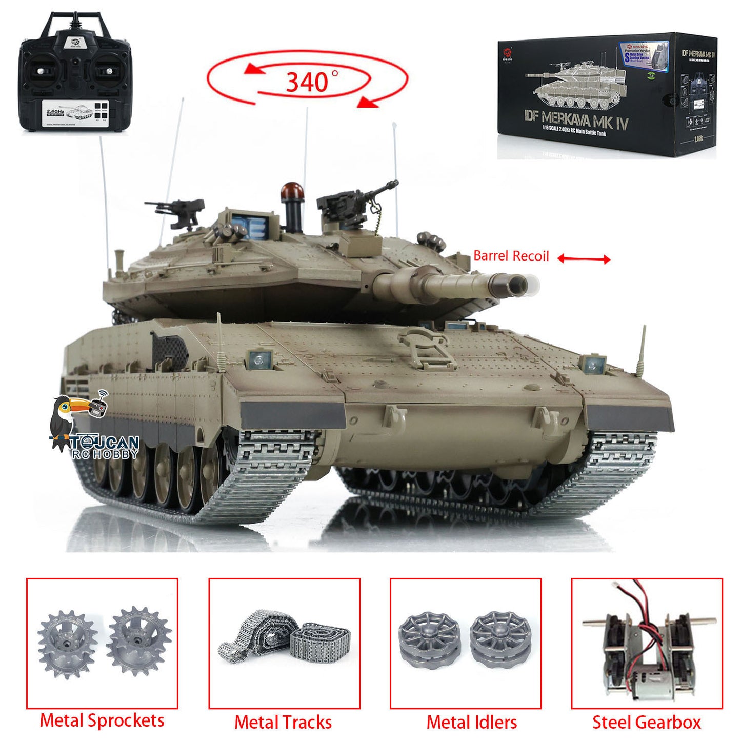 IN STOCK 1:16 IR System RC Military Main Battle Tanks Heng Long IDF Merkava MK IV 3958 Upgraded Promotion Edition With Barrel Recoil