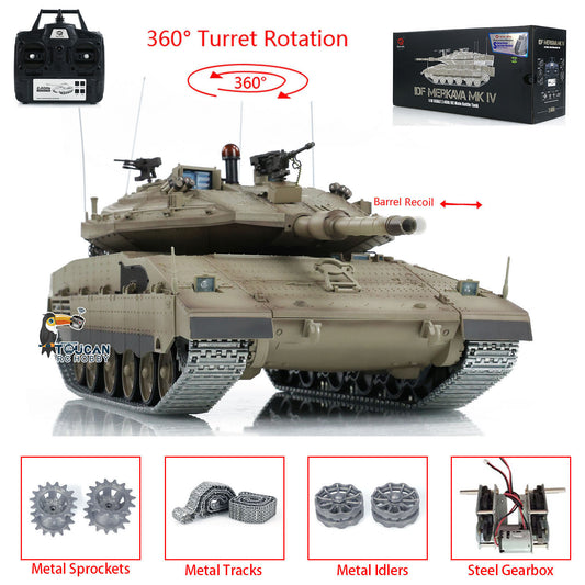 Radio Control Tank 1/16 Heng Long IDF Merkava MK IV 3958 Comes With 360 Turret Rotary Upgrade Edition Recoil Barrel Sound Light RTR