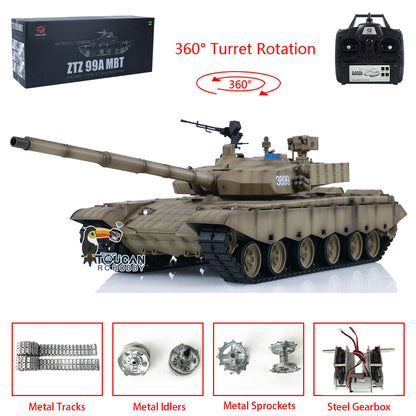 Henglong 1/16 7.0 Upgraded Chinese 99A RTR RC Panzer Remote Controlled Military Car Tank Model DIY 3899A W/ 360 Turret Toys