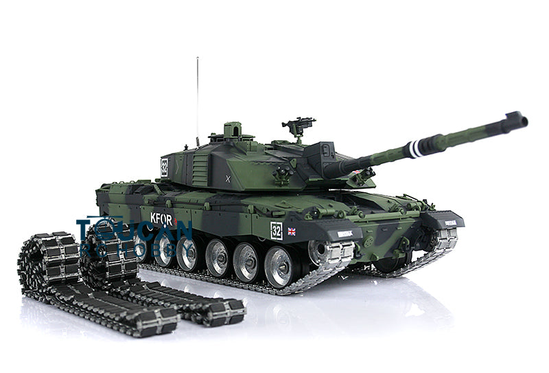 Henglong 1/16 Scale 7.0 British Challenger II RC Tank 3908 RTR 360 Degrees Turret Motor Gearbox Metal Tracks W/ Rubber Pads Wheels