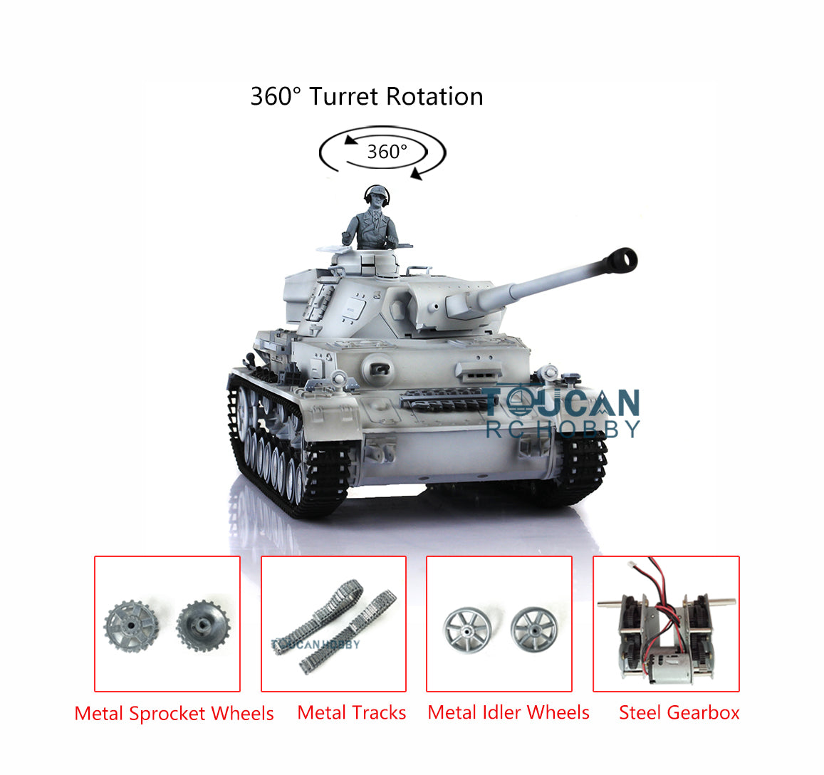 Henglong 1/16 RC Tank 3859 TK7.0 German Panzer IV F2 Radio Control Tank w/ 360 Degrees Rotating Turret Metal Idler Sprocket Wheels