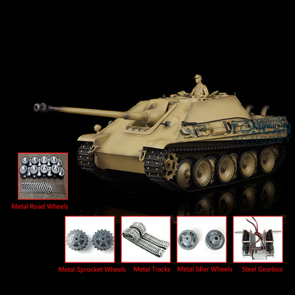 Henglong 1/16 TK7.0 Customized Radio Control Tank 3869 Jadpanther RTR RC Tank w/ Metal Road Wheel Tracks Idler Sprocket Wheel Smoking