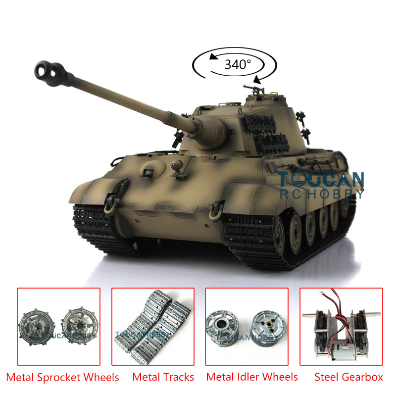 Henglong Remote Control Tank Model 3888A 1/16 TK7.0 German King Tiger RTR RC Tank Model w/ Metal Idler Sprocket Wheels Track w/o