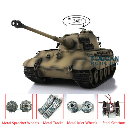 Henglong Remote Control Tank Model 3888A 1/16 TK7.0 German King Tiger RTR RC Tank Model w/ Metal Idler Sprocket Wheels Track w/o