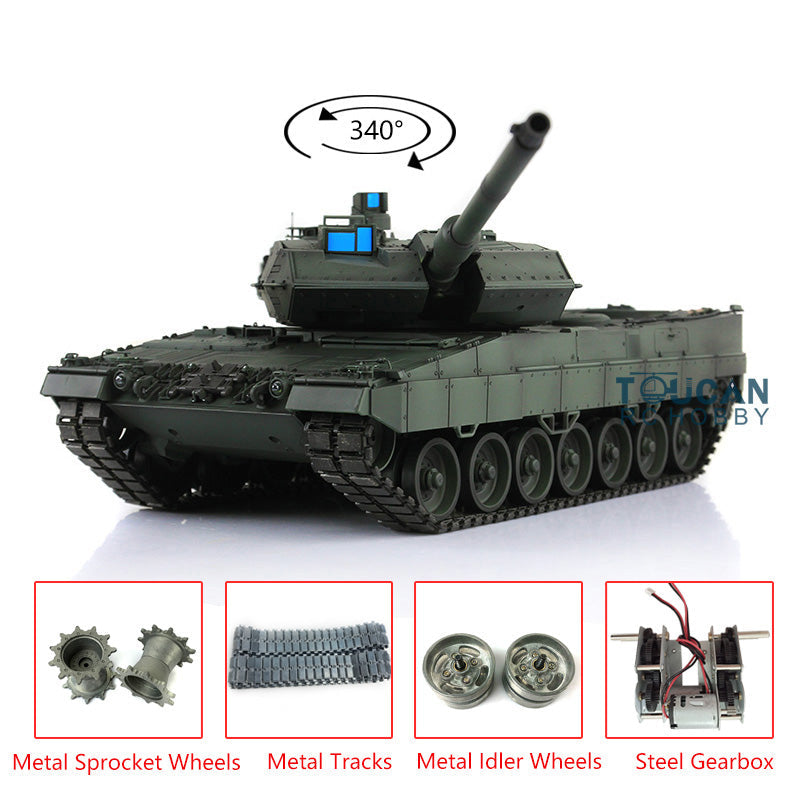 Heng Long Latest Edition 1/16 TK7.0 Upgraded Metal German Leopard2A6 RTR RC Tank Model 3889 Military Vehicle Shooting BBs Battery