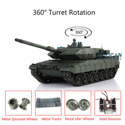 2.4Ghz Remote Controller Henglong 1/16 TK7.0 Edition Metal Leopard2A6 RC Tank Model 3889 W/ 360 Degrees Rotating Turret Battery Charger