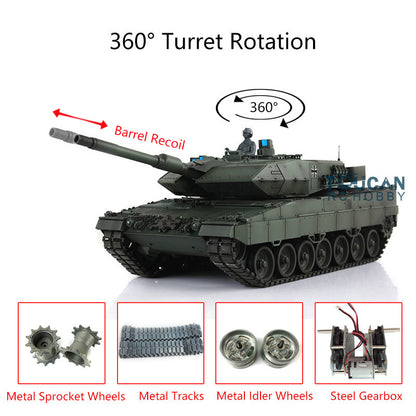 IN STOCK Henglong 1/16 TK7.0 Edition Upgraded Leopard2A6 RC Tank Model 3889 W/ 360 Degrees Rotating Turret Metal Driving Gearbox Tracks