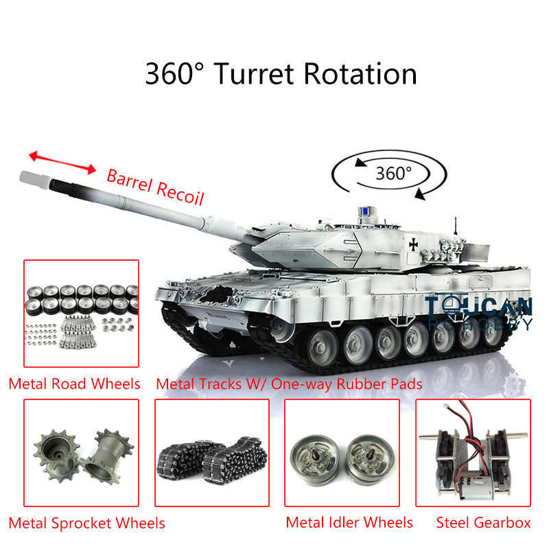 IN STOCK Henglong Military Tank Model 1/16 TK7.0 Leopard2A6 RC Tank Model Upgraded 3889 360 Rotating Turret Metal Tracks W/ Rubber Pad