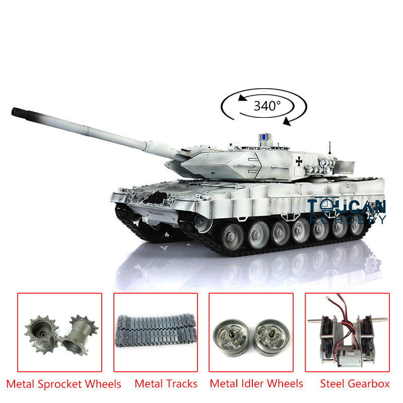 Heng Long Latest Edition 1/16 TK7.0 Upgraded Metal German Leopard2A6 RTR RC Tank Model 3889 Military Vehicle Shooting BBs Battery