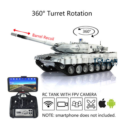 2.4Ghz Remote Control Henglong 1/16 7.0 Upgrade FPV German Leopard2A6 Military RC Battle Tank Model 3889 Festival Gifts Collection