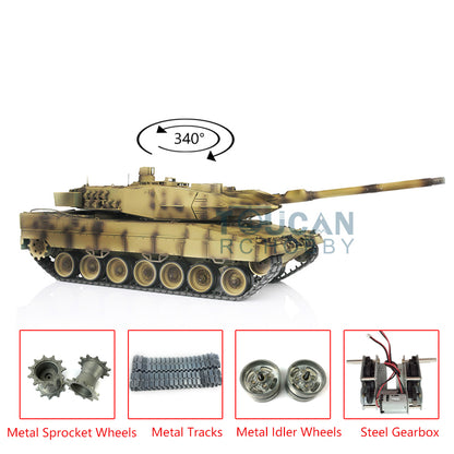 Heng Long Latest Edition 1/16 TK7.0 Upgraded Metal German Leopard2A6 RTR RC Tank Model 3889 Military Vehicle Shooting BBs Battery