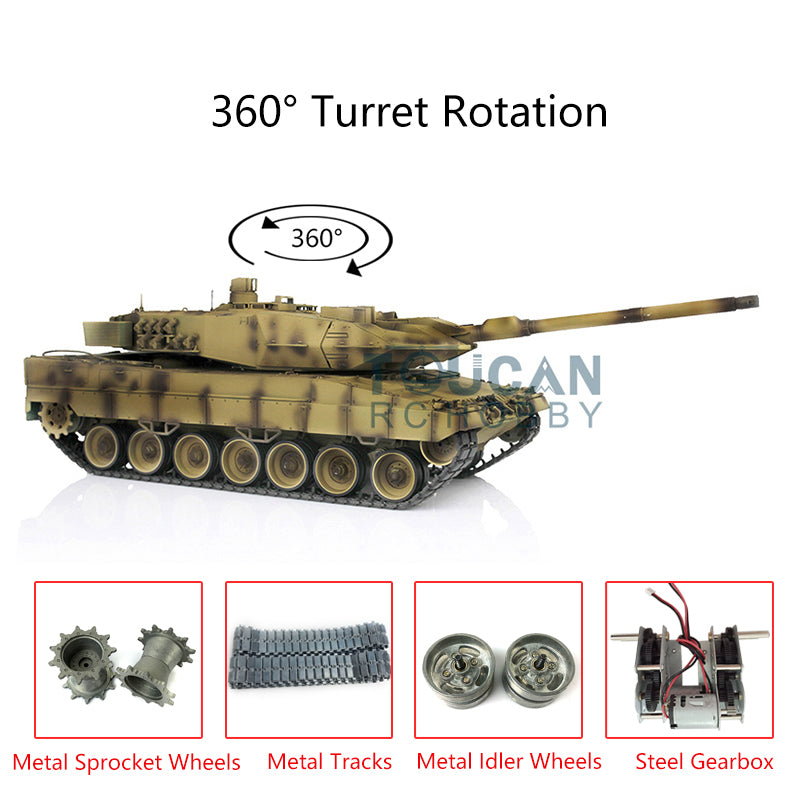 2.4Ghz Remote Controller Henglong 1/16 TK7.0 Edition Metal Leopard2A6 RC Tank Model 3889 W/ 360 Degrees Rotating Turret Battery Charger