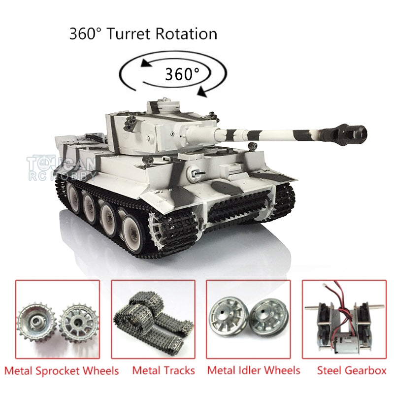 Henglong 1/16 Upgraded German Tank 3818 Radio Control Tiger I RC Tank TK7.0 W/ 360 Degrees Rotating Turret Metal Idler Sprocket