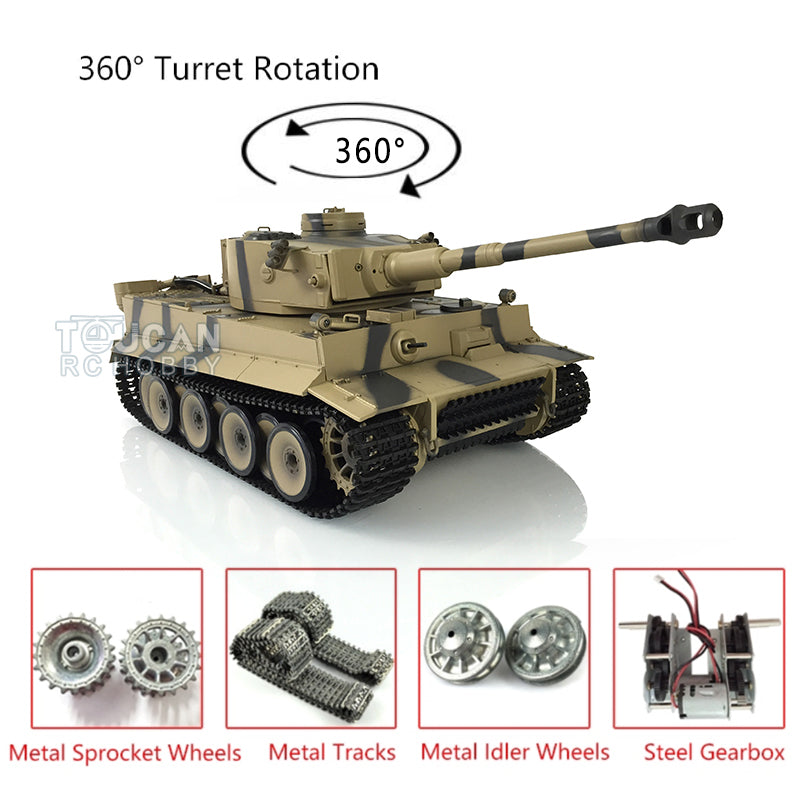 Henglong 1/16 Upgraded German Tank 3818 Radio Control Tiger I RC Tank TK7.0 W/ 360 Degrees Rotating Turret Metal Idler Sprocket