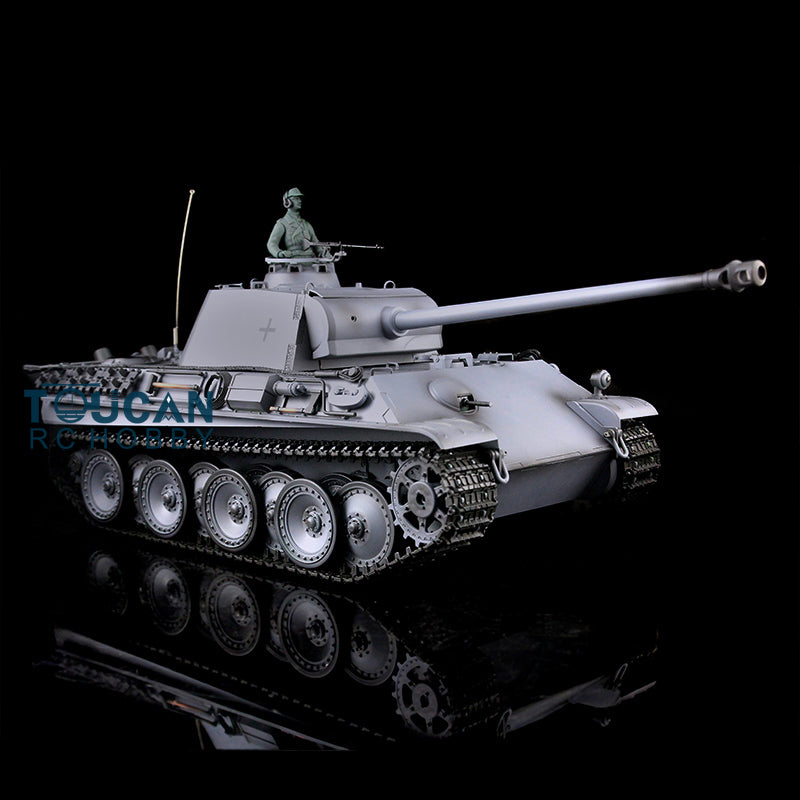 Henglong 1/16 RC Tank TK7.0 3879 Customized German Tank Panther G RTR Tank w/ 360 Degrees Rotating Turret Metal Road Wheel