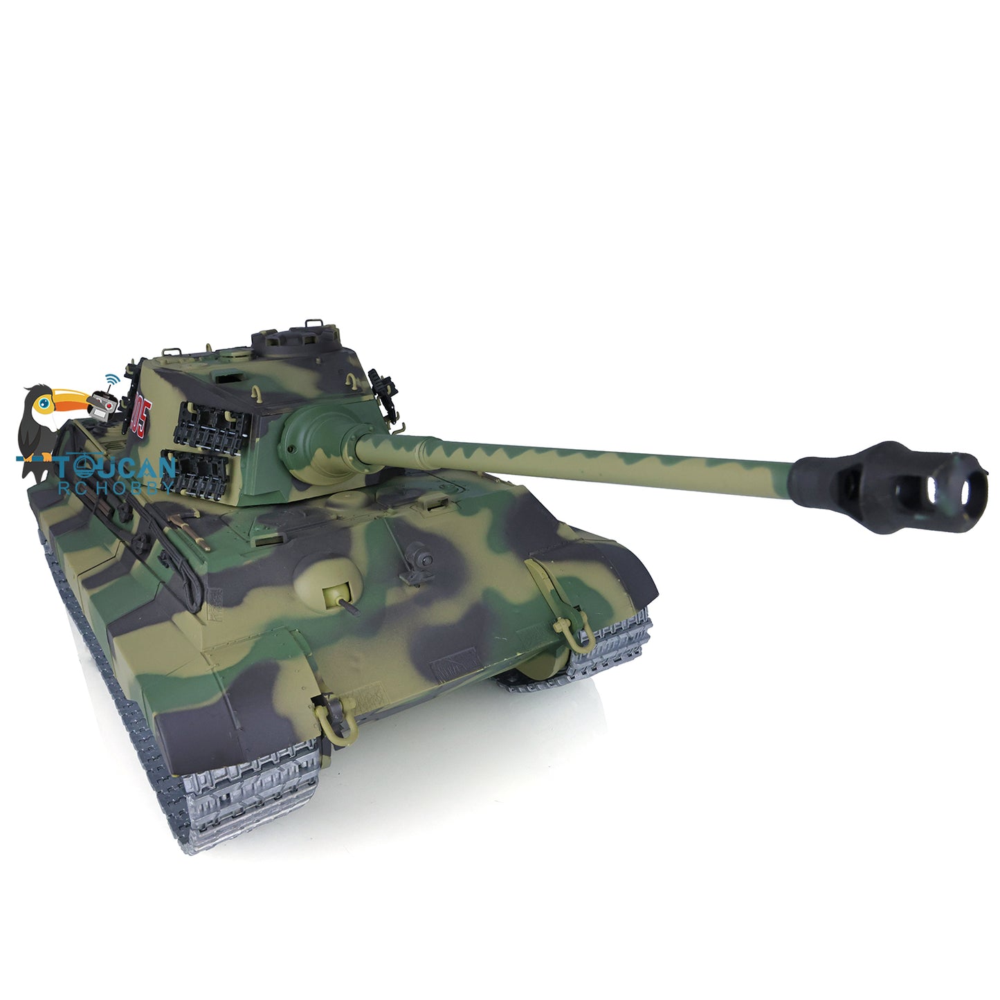 Henglong 1/16 Radio Control Tank TK7.0 King Tiger RC Tank 3888A w/ FPV 360 Degrees Rotating Turret Metal Road Wheels Smoking