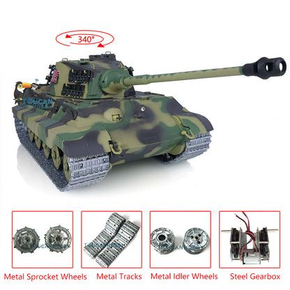 Henglong Remote Control Tank Model 3888A 1/16 TK7.0 German King Tiger RTR RC Tank Model w/ Metal Idler Sprocket Wheels Track w/o