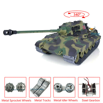 Henglong Remote Control Tank Model 3888A 1/16 TK7.0 German King Tiger RTR RC Tank Model w/ Metal Idler Sprocket Wheels Track w/o