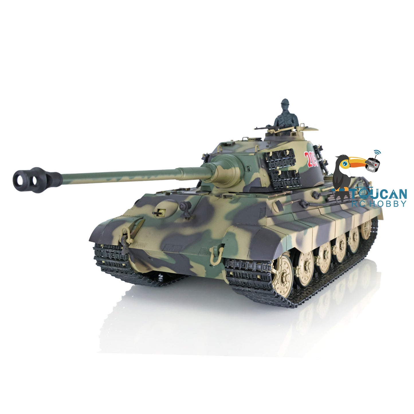 Henglong 1/16 Remote Control Tank Model 3888A 7.0 Plastic German King Tiger w/ Barrel Recoil 360 Degrees Rotating Turret Engine Sound