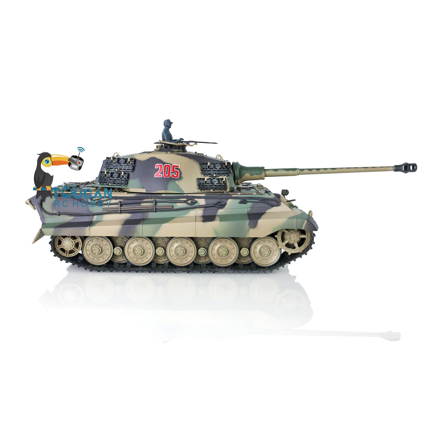 Henglong 1/16 Remote Control Tank Model 3888A 7.0 Plastic German King Tiger w/ Barrel Recoil 360 Degrees Rotating Turret Engine Sound