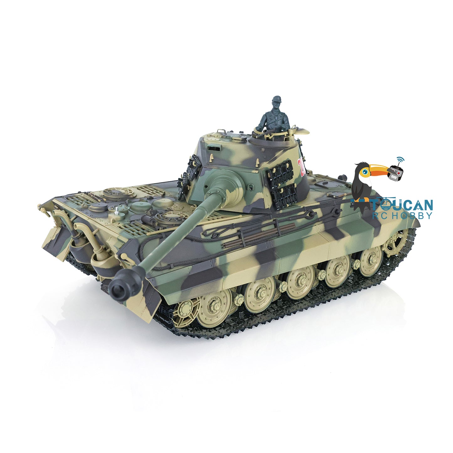 Henglong 1/16 Remote Control Tank Model 3888A 7.0 Plastic German King Tiger w/ Barrel Recoil 360 Degrees Rotating Turret Engine Sound