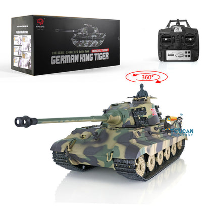 Henglong 1/16 Remote Control Tank Model 3888A 7.0 Plastic German King Tiger w/ Barrel Recoil 360 Degrees Rotating Turret Engine Sound