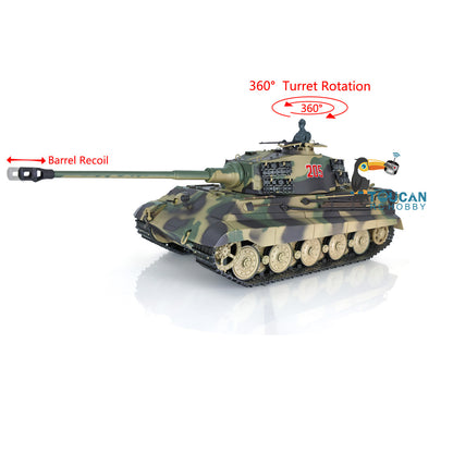 Henglong 1/16 Remote Control Tank Model 3888A 7.0 Plastic German King Tiger w/ Barrel Recoil 360 Degrees Rotating Turret Engine Sound