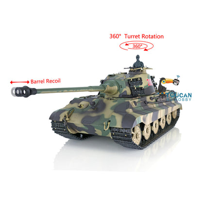 Henglong 1/16 Remote Control Tank Model 3888A 7.0 Plastic German King Tiger w/ Barrel Recoil 360 Degrees Rotating Turret Engine Sound