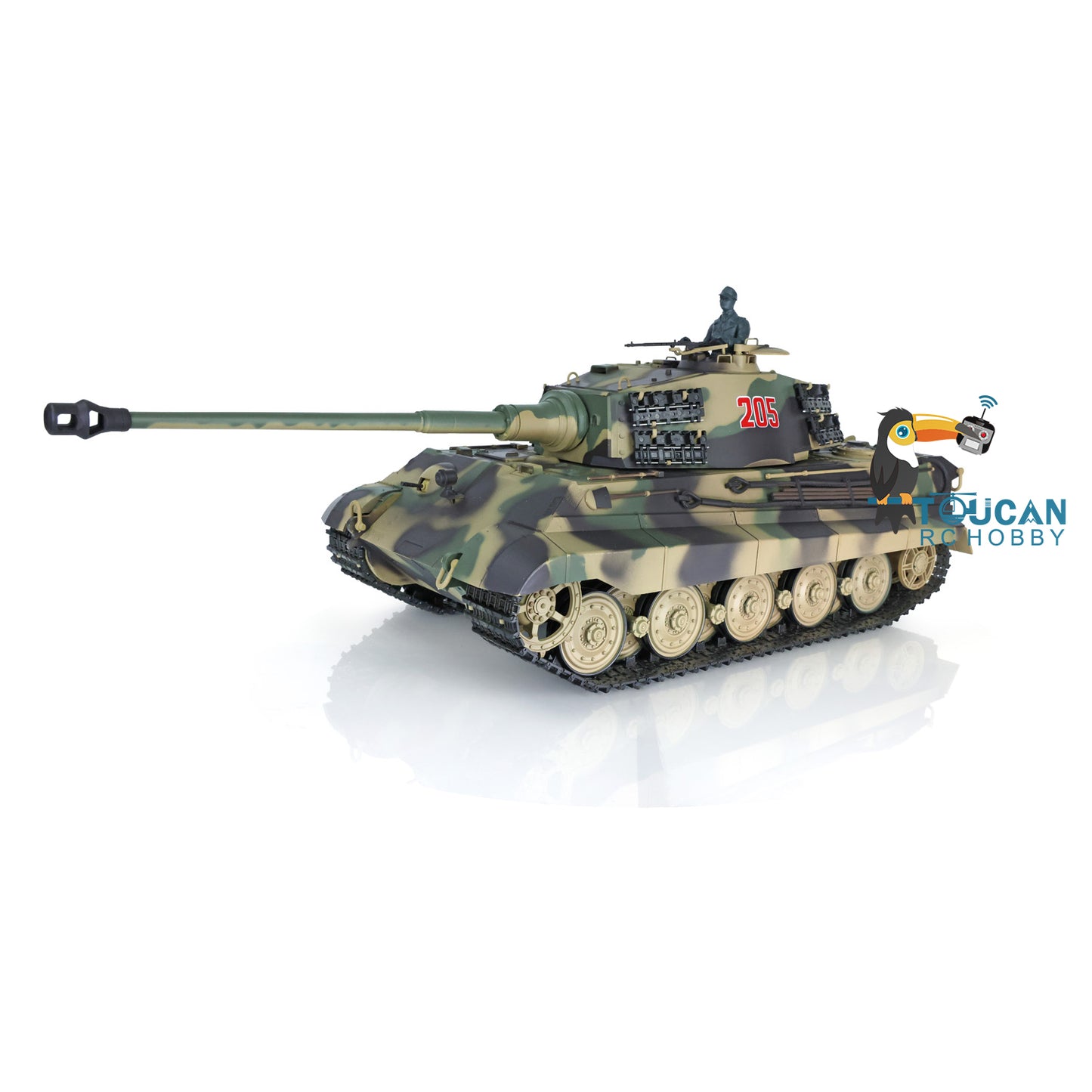 1/16 Henglong TK7.0 RC Tank Model 3888A King Tiger Plastic 2.4G German Tank Model w/ FPV 360 Degrees Rotating Turret Barrel Recoil