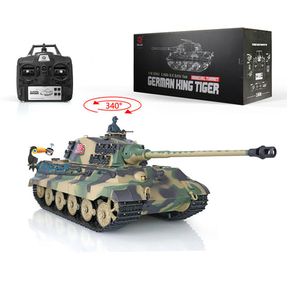 Henglong 1/16 Scale 7.0 3888A Remote Control Tank Model Plastic German King Tiger w/ BB Shooting Gearbox Sound Effect w/o Barrel Recoil