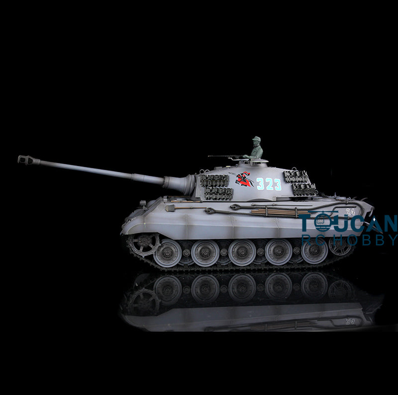 Henglong 1/16 Radio Control Tank TK7.0 King Tiger RC Tank 3888A w/ FPV 360 Degrees Rotating Turret Metal Road Wheels Smoking