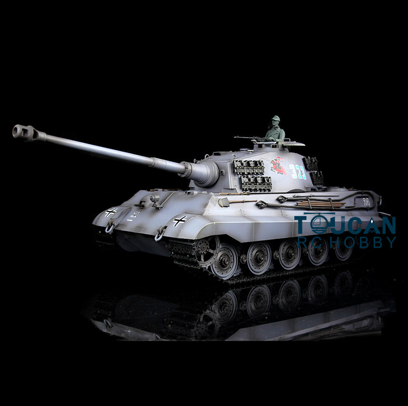 Henglong 1/16 Radio Control Tank TK7.0 King Tiger RC Tank 3888A w/ FPV 360 Degrees Rotating Turret Metal Road Wheels Smoking