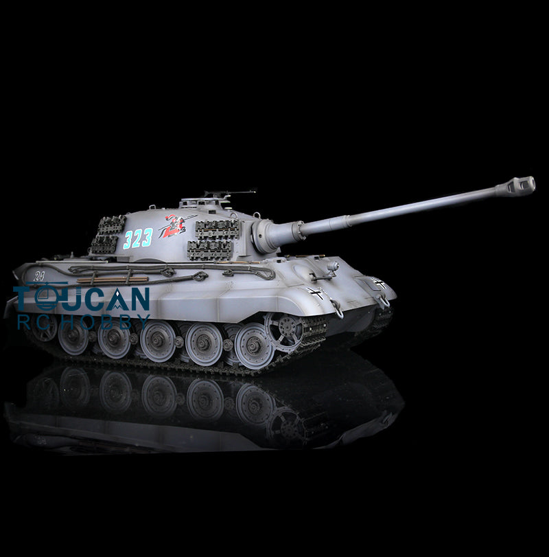 Henglong 1/16 Radio Control Tank TK7.0 King Tiger RC Tank 3888A w/ FPV 360 Degrees Rotating Turret Metal Road Wheels Smoking