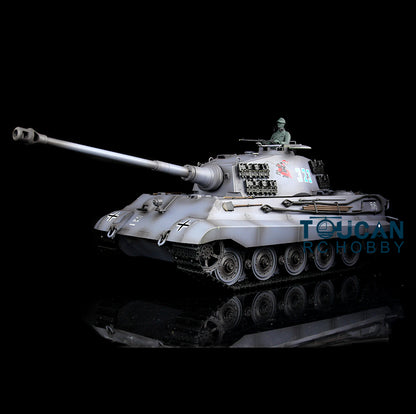 Henglong 1/16 TK7.0 Upgraded King Tiger RC Tank Model 3888A w/ 360 Degrees Rotating Turret Metal Track Idler Sprocket Wheels Smoking