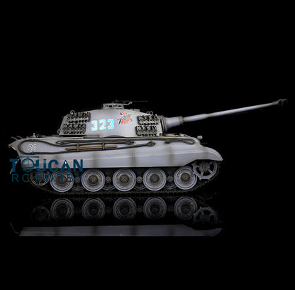 Henglong 1/16 TK7.0 Upgraded King Tiger RC Tank Model 3888A w/ 360 Degrees Rotating Turret Metal Track Idler Sprocket Wheels Smoking