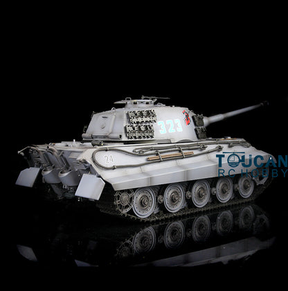 Henglong 1/16 TK7.0 Upgraded King Tiger RC Tank Model 3888A w/ 360 Degrees Rotating Turret Metal Track Idler Sprocket Wheels Smoking