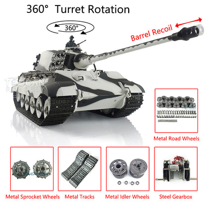 Henglong 1/16 RC Tank 3888A TK7.0 King Tiger Remote Control Tank w/ 360 Degrees Rotating Turret Metal Road Wheel Engine Sound