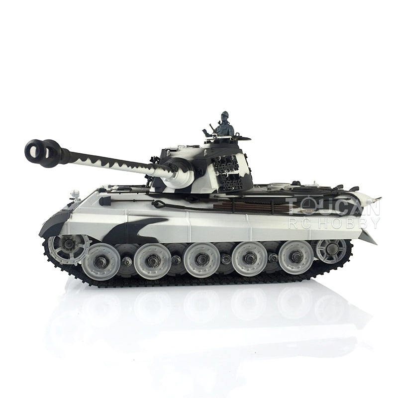 Henglong 1/16 TK7.0 Upgraded King Tiger RC Tank Model 3888A w/ 360 Degrees Rotating Turret Metal Track Idler Sprocket Wheels Smoking