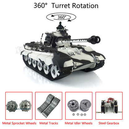 Henglong 1/16 TK7.0 Radio Control Tank German King Tiger Upgraded 3888A RC Tank 360 Degrees Rotating Turret Metal Tracks BB Shooting