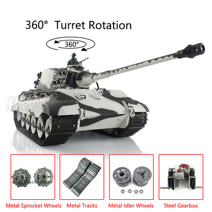 Henglong 1/16 TK7.0 Radio Control Tank German King Tiger Upgraded 3888A RC Tank 360 Degrees Rotating Turret Metal Tracks BB Shooting